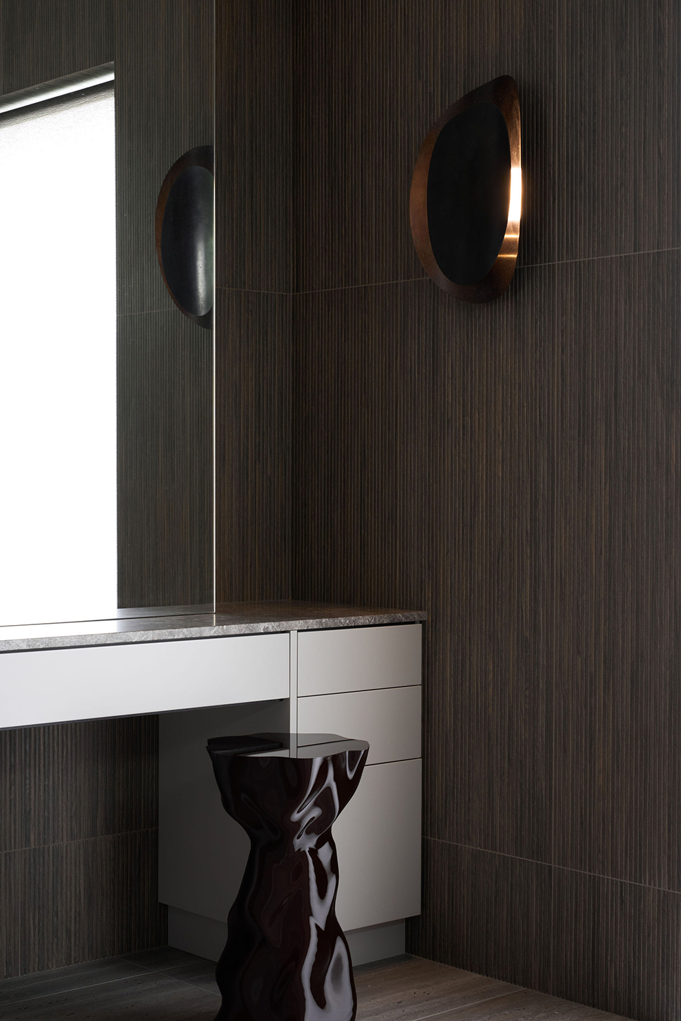 Travertine Dream — bathroom by Michelle Lamb Interior Architecture, Canterbury — NKBA Excellence in Design 2025
