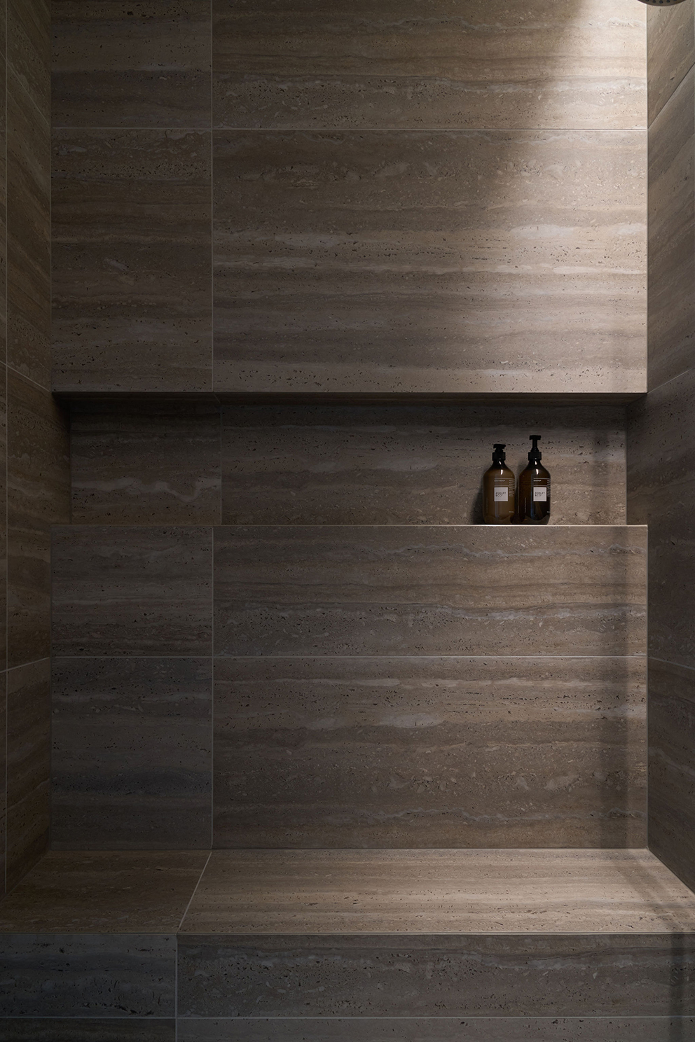 Travertine Dream — bathroom by Michelle Lamb Interior Architecture, Canterbury — NKBA Excellence in Design 2025