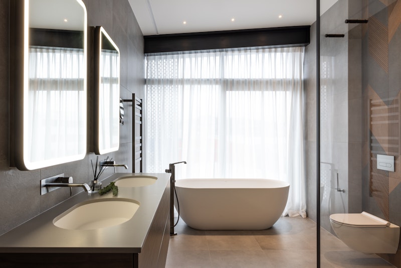 Quiet Geometry — bathroom by Nicola Manning Design, Auckland