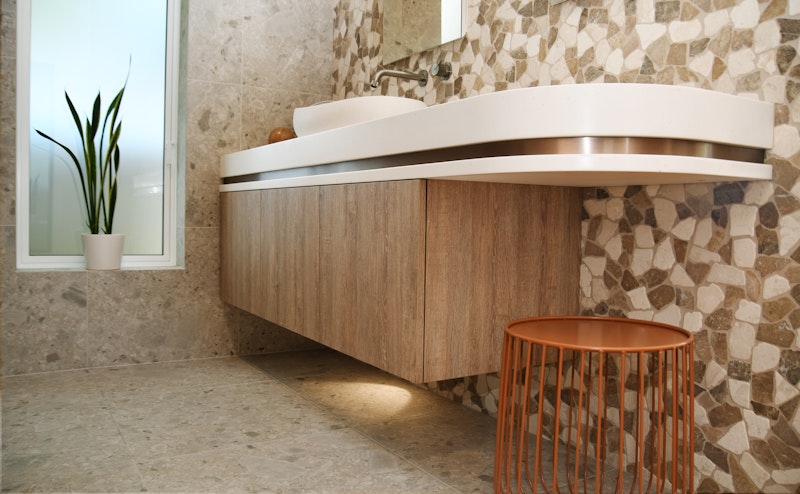 Boho Luxe Bathroom — bathroom by Spaces Ink Design, Canterbury — NKBA Excellence in Design 2025