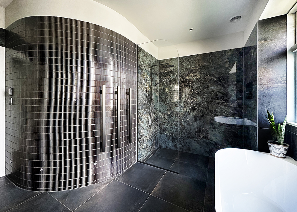 Moody Sanctuary — bathroom by Spaces Ink Design, Canterbury — NKBA Excellence in Design 2025